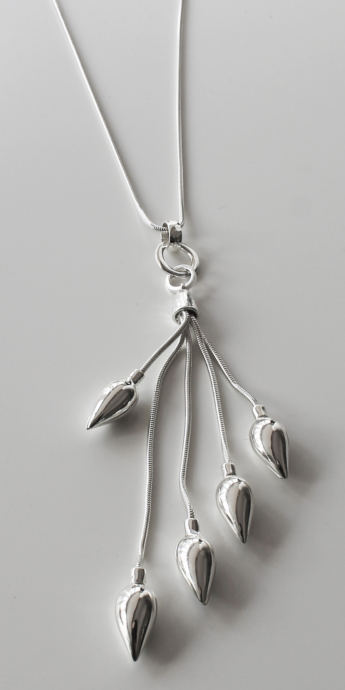 Silver Multiple Teardrop Pendant Necklace