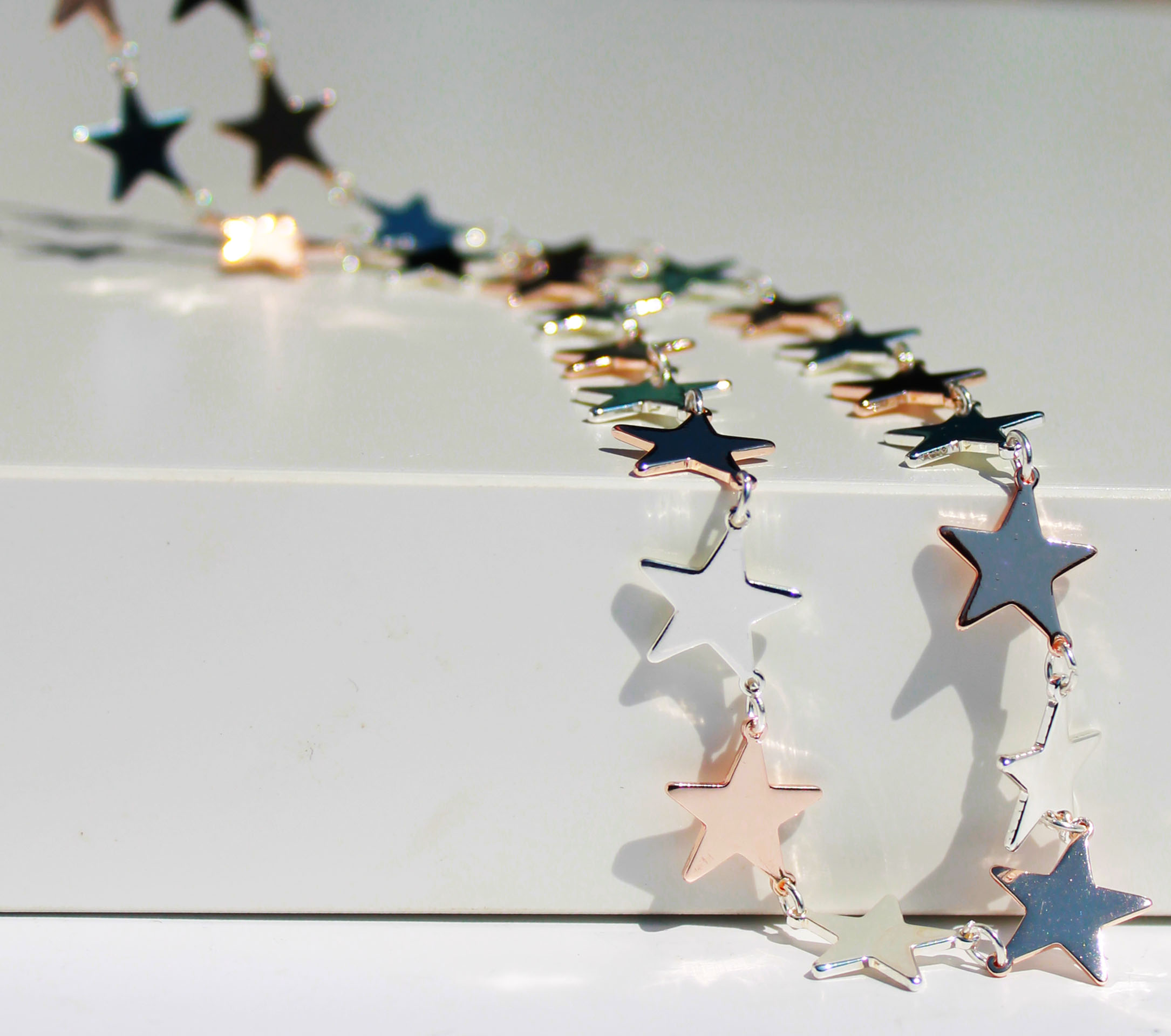 star multiple silver gold short necklace