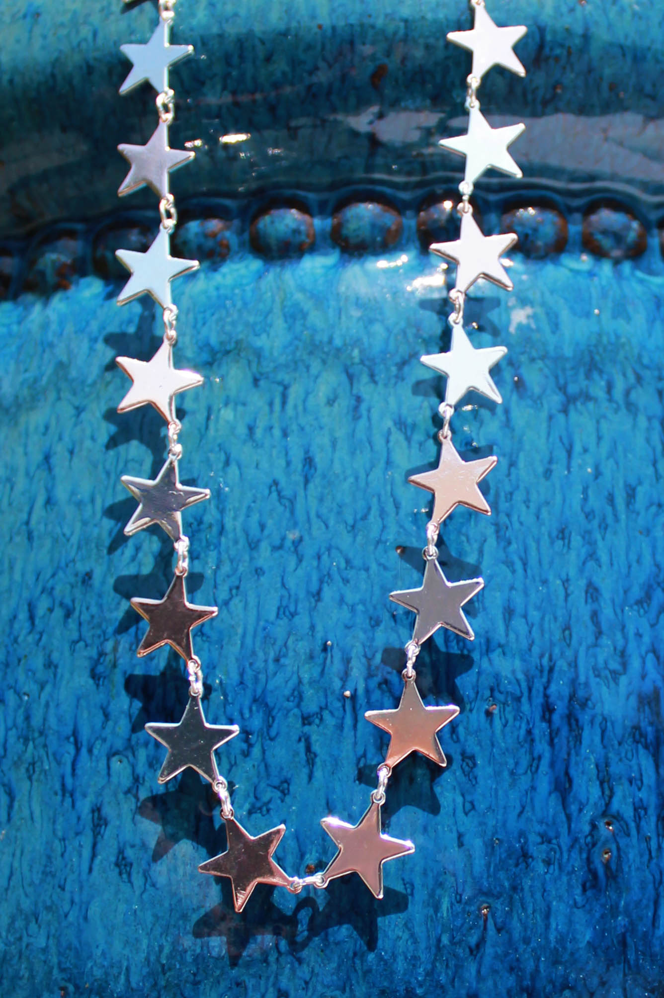 star multiple silver gold short necklace